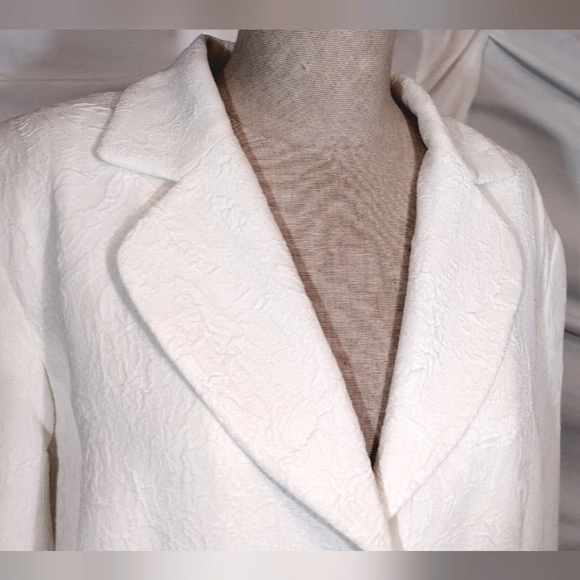 Black Tie white blazer ButtonUp jacket, textured pattern, spread collar, 16P - Picture 6 of 13